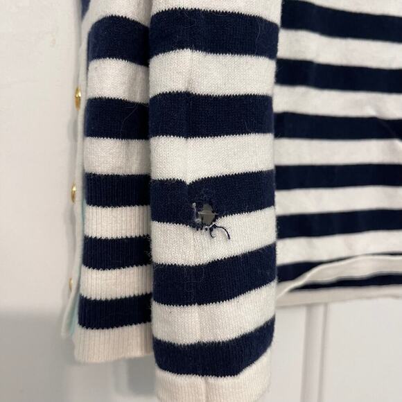Lilly Pulitzer Dinah Sweater‎ Navy White Striped Size Large Preppy Nautical - Picture 8 of 10